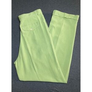 Tommy Bahama Silk Herringbone Pants Womens 14 Green Pleated High Rise